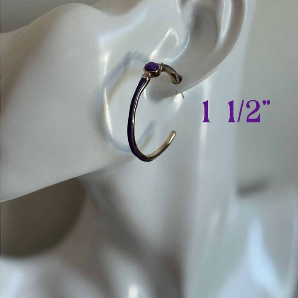 Dazzling Gold and Purple Hoop Rhinestone Earrings